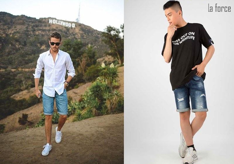Phối đồ với quần short jean nam